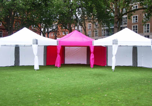20ft x 60ft White and Pink Dome Marquees