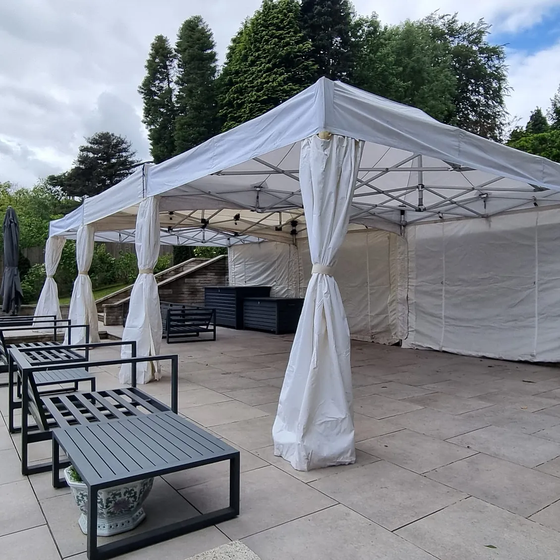 White marquee set up for event
