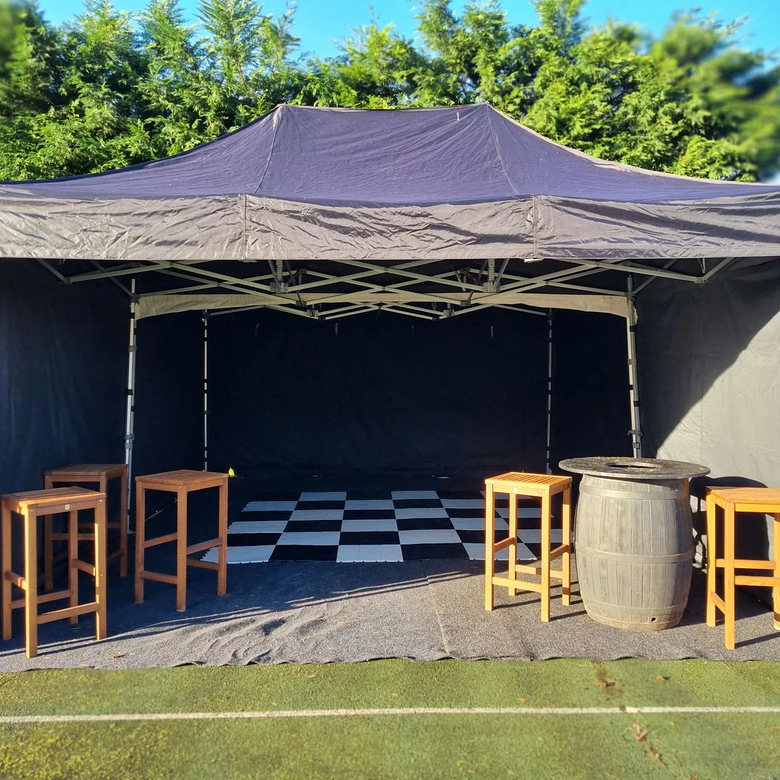 Black marquee with dance floor