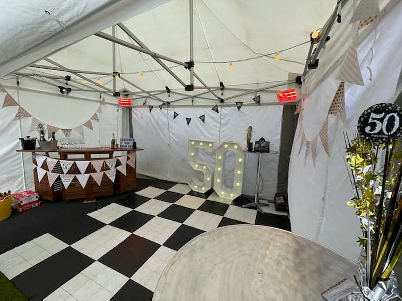 Marquee hire for 50th birthday party in Walton on Thames