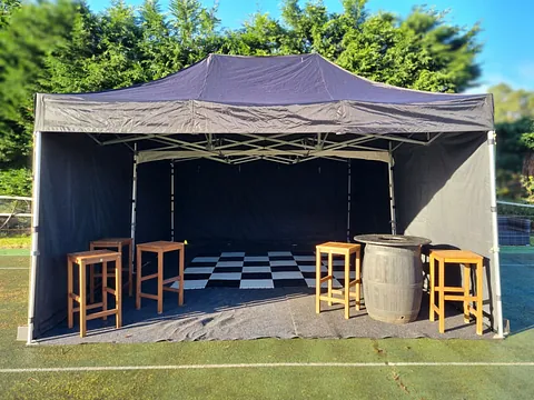 Black marquee with dance floor