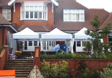 4.5m x 9m Pop-up Marquee on Patio
