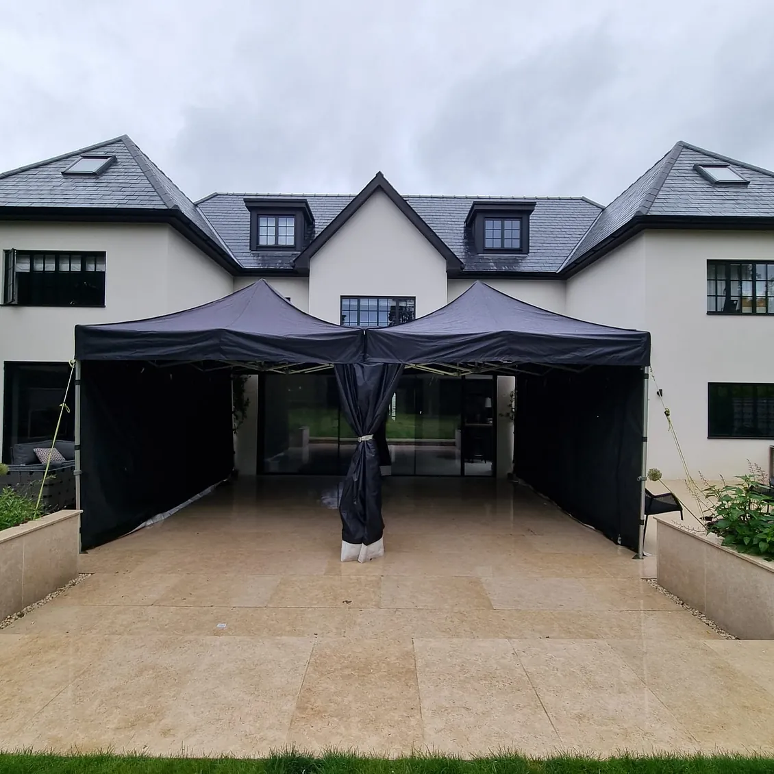 Black marquee that has been hired