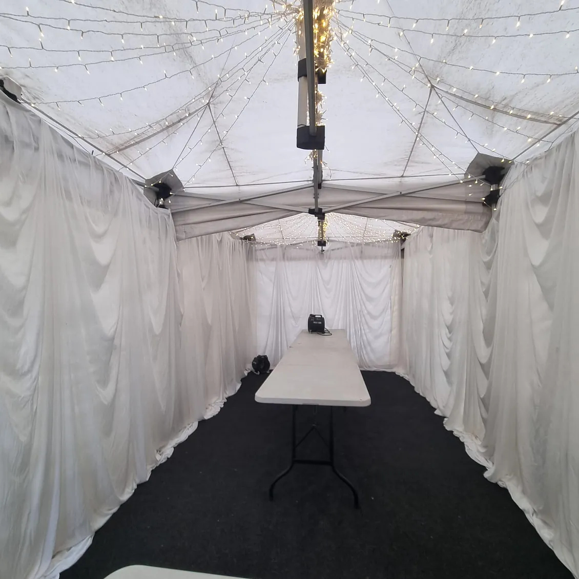 3m x 9m Marquee with linings and star-curtain lighting