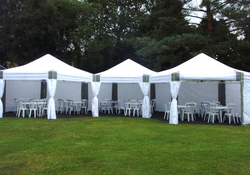 6m x 18m Dome Marquees with Flooring, Tables, and Chairs