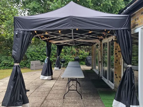 Black marquee with lights
