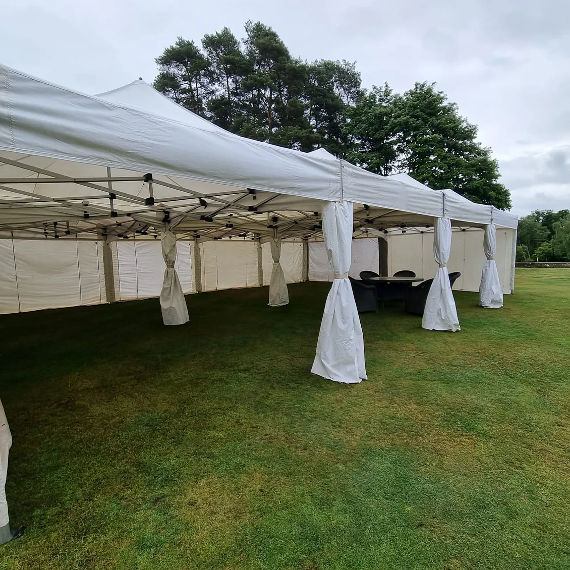 large white marquee being set up