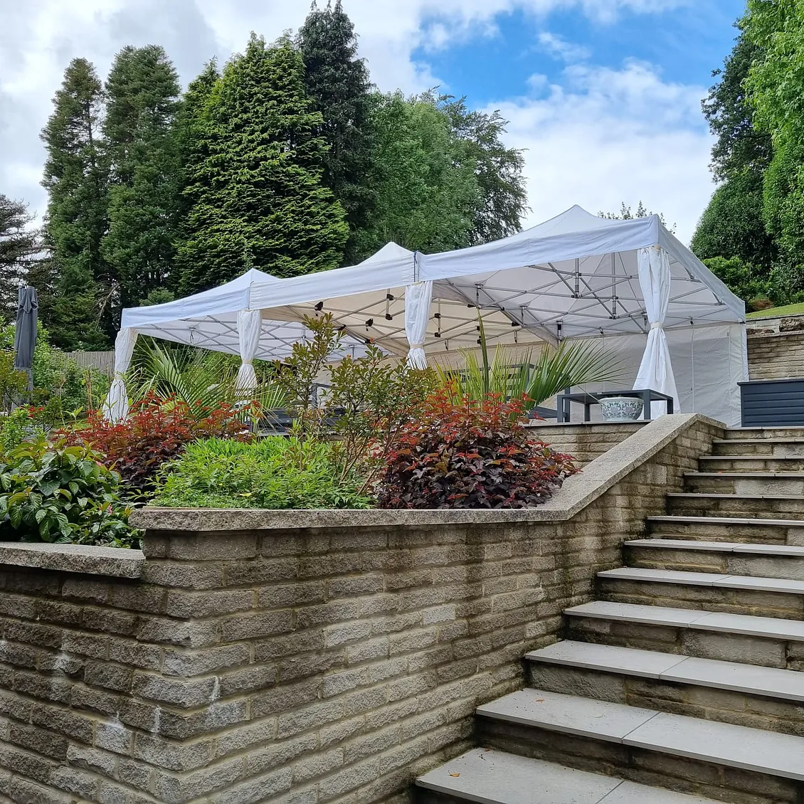 Large white marquee set up for event in woking